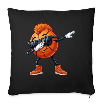 Joueurs de basket-ball, appuie sur les graphiques de basket - Housse de coussin décorative 45 x 45 cm - noir - Devant