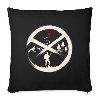 Geocaching Hiker Nature Map Pin Art - Sofa pillowcase 17,3'' x 17,3'' (45 x 45 cm) - black - Front