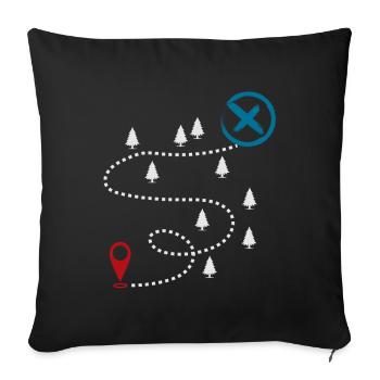 Carte d’aventure graphique de géocaching - Housse de coussin décorative 45 x 45 cm - noir - Devant