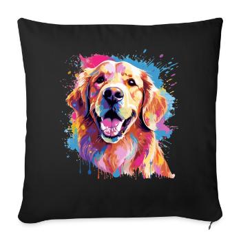 Golden Retriever Hund Spritzkunst bunt - Sofakissenbezug 45 x 45 cm - Schwarz - Vorne