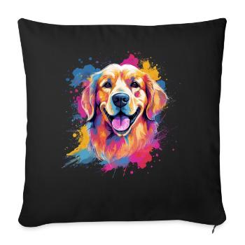 Splash Art Golden Retriever - Sofakissenbezug 45 x 45 cm - Schwarz - Vorne