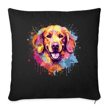 Hund Golden Retriever Bunte Spritzkunst - Sofakissenbezug 45 x 45 cm - Schwarz - Vorne