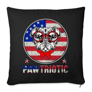 Pug Patriot with Red Glasses - Sofa pillowcase 17,3'' x 17,3'' (45 x 45 cm) - black - Front
