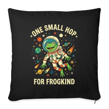 One Small Hop For Frogkind Space Frog Astronaut - Sofa pillowcase 17,3'' x 17,3'' (45 x 45 cm) - black - Front