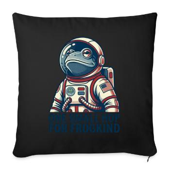 One Small Hop For Frogkind Space Frog Astronaut - Sofa pillowcase 17,3'' x 17,3'' (45 x 45 cm) - black - Front