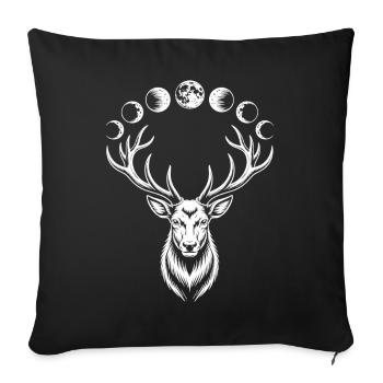 Deer Moon Phases Shirt Nature Mysticism - Sofa pillowcase 17,3'' x 17,3'' (45 x 45 cm) - black - Front
