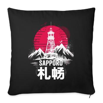 Sapporo Japan Skyline Shirt Travel Japan Gift - Sofa pillowcase 17,3'' x 17,3'' (45 x 45 cm) - black - Front