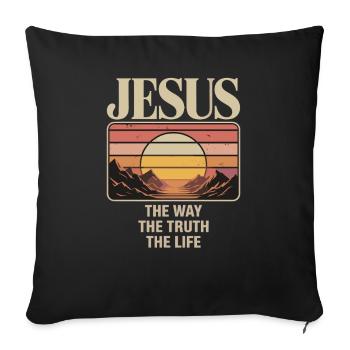 Jésus, la voie, la vérité, la vie, Jean 14:6 - Housse de coussin décorative 45 x 45 cm - noir - Devant