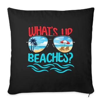 What's Up Beaches Family Vacation Trip Cruising - Sofa pillowcase 17,3'' x 17,3'' (45 x 45 cm) - black - Front
