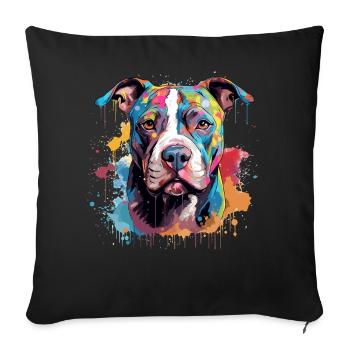Pitbull Dog Colorful Splash Art - Sofa pillowcase 17,3'' x 17,3'' (45 x 45 cm) - black - Front