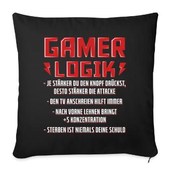 Gamer Logik Kraft im Spiel - Sofakissenbezug 45 x 45 cm - Schwarz - Vorne
