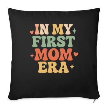 First Mother's Day Mom Gift Idea Family Groovy - Sofa pillowcase 17,3'' x 17,3'' (45 x 45 cm) - black - Front