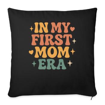 First Mother's Day Mom Gift Idea Family Groovy - Sofa pillowcase 17,3'' x 17,3'' (45 x 45 cm) - black - Front
