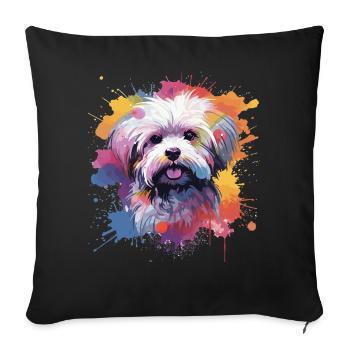 Maltese Dog Splash Art Colorful - Sofa pillowcase 17,3'' x 17,3'' (45 x 45 cm) - black - Front
