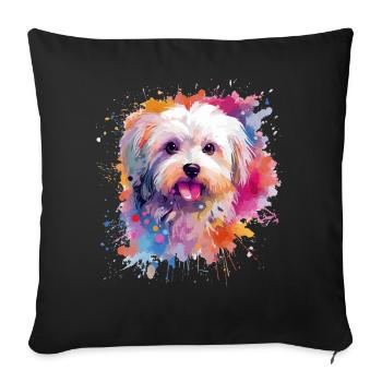 Colorful Maltese Dog Splash Art - Sofa pillowcase 17,3'' x 17,3'' (45 x 45 cm) - black - Front