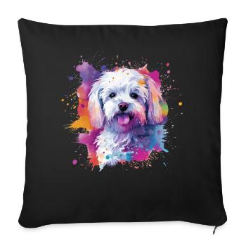 Maltese Colorful Dog Splash Art - Sofa pillowcase 17,3'' x 17,3'' (45 x 45 cm) - black - Front