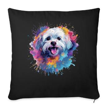 Colorful Maltese Splash Art Dog - Sofa pillowcase 17,3'' x 17,3'' (45 x 45 cm) - black - Front