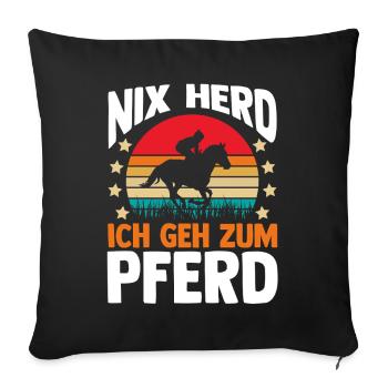 Reiten Pferdeliebhaber Reiterhof Pferde - Sofakissenbezug 45 x 45 cm - Schwarz - Vorne