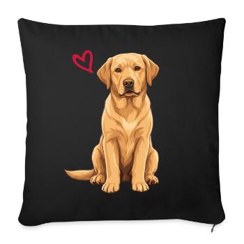 Labrador jaune, Labrador jaune - Housse de coussin décorative 45 x 45 cm - noir - Devant