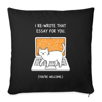Katzenschreiber am Laptop - Sofakissenbezug 45 x 45 cm - Schwarz - Vorne