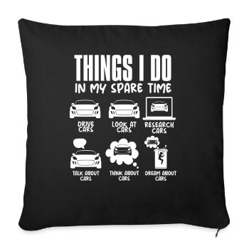 What I do in my free time: Funny Automec - Sofa pillowcase 17,3'' x 17,3'' (45 x 45 cm) - black - Front