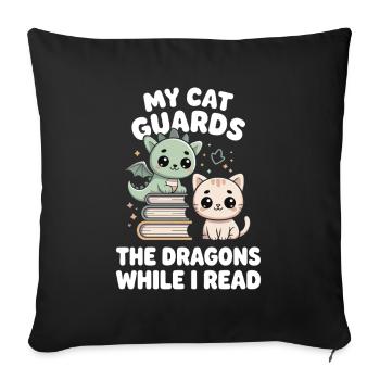 Cat Fairy Tale Fantasy Book Reading Funny Bookworm - Sofa pillowcase 17,3'' x 17,3'' (45 x 45 cm) - black - Front