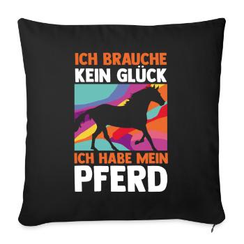 Reiten Pferdeliebhaber Reiterhof Pferde - Sofakissenbezug 45 x 45 cm - Schwarz - Vorne