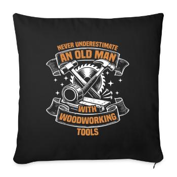 Un vieil homme menuisier menuisier - Housse de coussin décorative 45 x 45 cm - noir - Devant