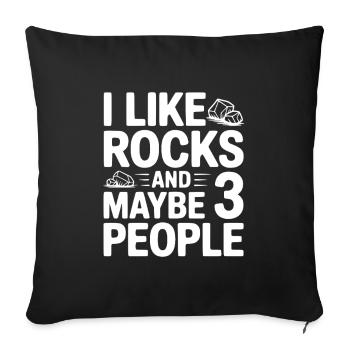 J’aime les pierres et peut-être trois personnes - Housse de coussin décorative 45 x 45 cm - noir - Devant