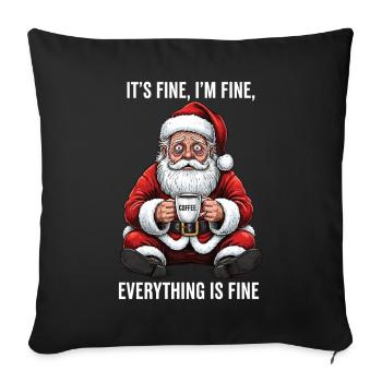 C’est bon, je vais bien, café stressant à Noël - Housse de coussin décorative 45 x 45 cm - noir - Devant