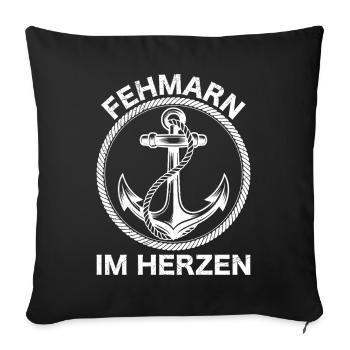 Ostsee FEHMARN IM HERZEN Fehmarn Souvenier - Sofakissenbezug 45 x 45 cm - Schwarz - Vorne