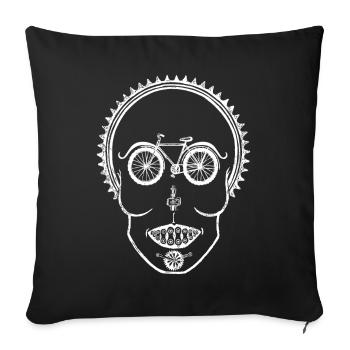 Bicycle Skull Optical Illusion Cycling Design - Sofa pillowcase 17,3'' x 17,3'' (45 x 45 cm) - black - Front