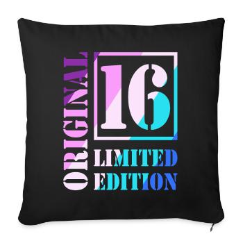 16e anniversaire Garçon Fille Adolescent Original 16 - Housse de coussin décorative 45 x 45 cm - noir - Devant