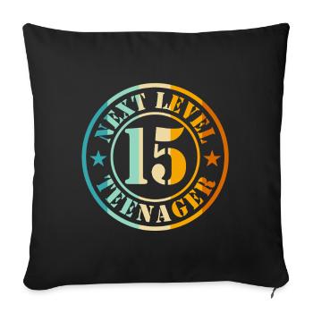 15th Birthday Boy Girl Teenager Level 15 - Sofa pillowcase 17,3'' x 17,3'' (45 x 45 cm) - black - Front