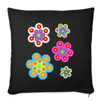 Retro Floral Summer Kids Girl Baby - Sofa pillowcase 17,3'' x 17,3'' (45 x 45 cm) - black - Front