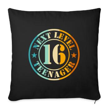 16th Birthday Boy Girl Teenager Level 16 - Sofa pillowcase 17,3'' x 17,3'' (45 x 45 cm) - black - Front