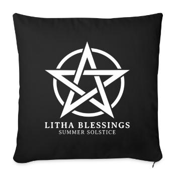 Litha Pagan: Sommersonnenwende, Mittsommer, Mittsommer, Mittsommer. - Sofakissenbezug 45 x 45 cm - Schwarz - Vorne