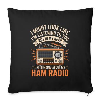 Retro Ham Radio Daydreams - Sofa pillowcase 17,3'' x 17,3'' (45 x 45 cm) - black - Front