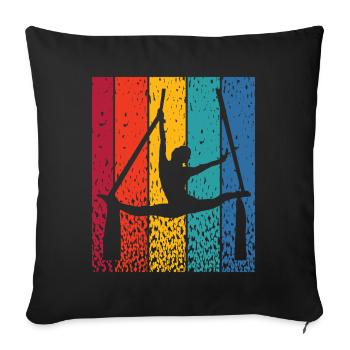 Tissu vertical Acrobaties aériennes vintage Soie aérienne - Housse de coussin décorative 45 x 45 cm - noir - Devant