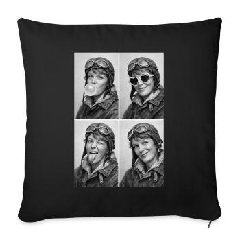 Amelia Earhart Collage - Sofakissenbezug 45 x 45 cm - Schwarz - Vorne