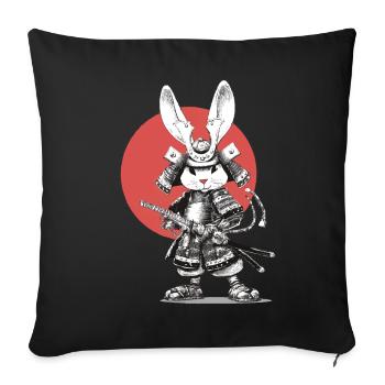 Samurai Rabbit in Armor with Katana - Sofa pillowcase 17,3'' x 17,3'' (45 x 45 cm) - black - Front