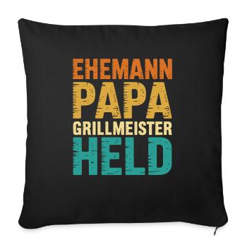 Husband Dad Grill Master Hero Father Retro BBQ - Sofa pillowcase 17,3'' x 17,3'' (45 x 45 cm) - black - Front