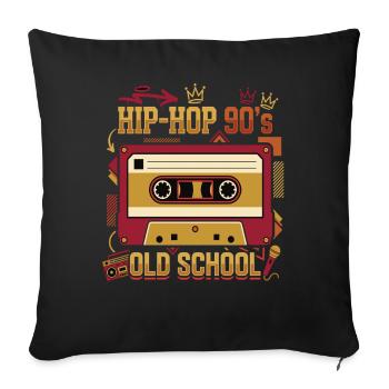 Hip Hop 90s Oldschool Cassette Retro - Sofa pillowcase 17,3'' x 17,3'' (45 x 45 cm) - black - Front