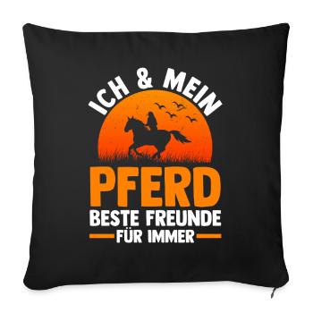 Reiten Pferdeliebhaber Reiterhof Pferde - Sofakissenbezug 45 x 45 cm - Schwarz - Vorne