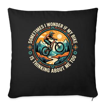 Mountain Bike Saying Adventure Bike - Sofa pillowcase 17,3'' x 17,3'' (45 x 45 cm) - black - Front