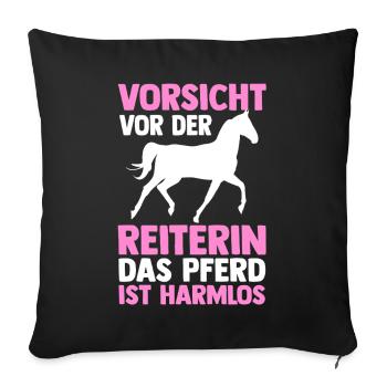 Reiten Pferdeliebhaber Reiterhof Pferde - Sofakissenbezug 45 x 45 cm - Schwarz - Vorne