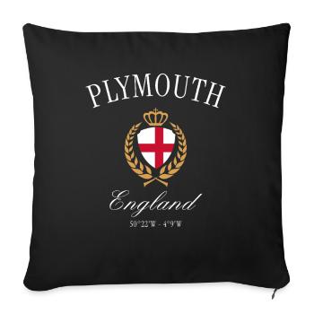Plymouth England Crest Crown – Travel Souvenir - Sofa pillowcase 17,3'' x 17,3'' (45 x 45 cm) - black - Front