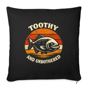 Calm with bite | Piranha Vintage Humor - Sofa pillowcase 17,3'' x 17,3'' (45 x 45 cm) - black - Front