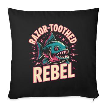 Sharptooth Rebel | Piranha Retro Humor - Sofa pillowcase 17,3'' x 17,3'' (45 x 45 cm) - black - Front