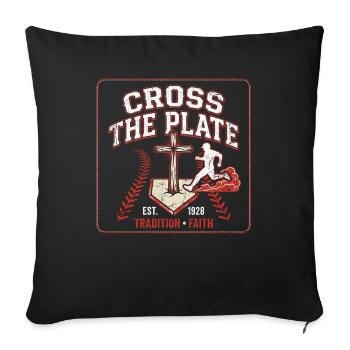 Cross The Plate Christlicher Baseball Glaube Jesus - Sofakissenbezug 45 x 45 cm - Schwarz - Vorne
